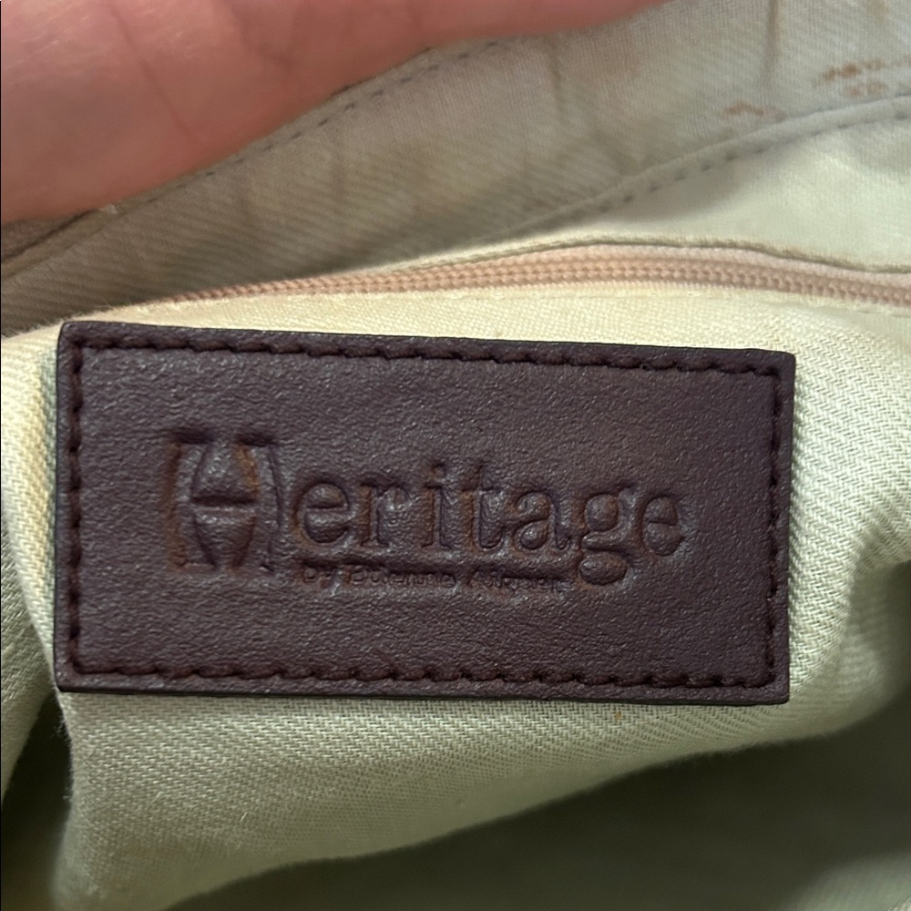 Heritage Etienne Aigner Bag Tan Canvas with Burgundy Leather Trim - Picture 7 of 14